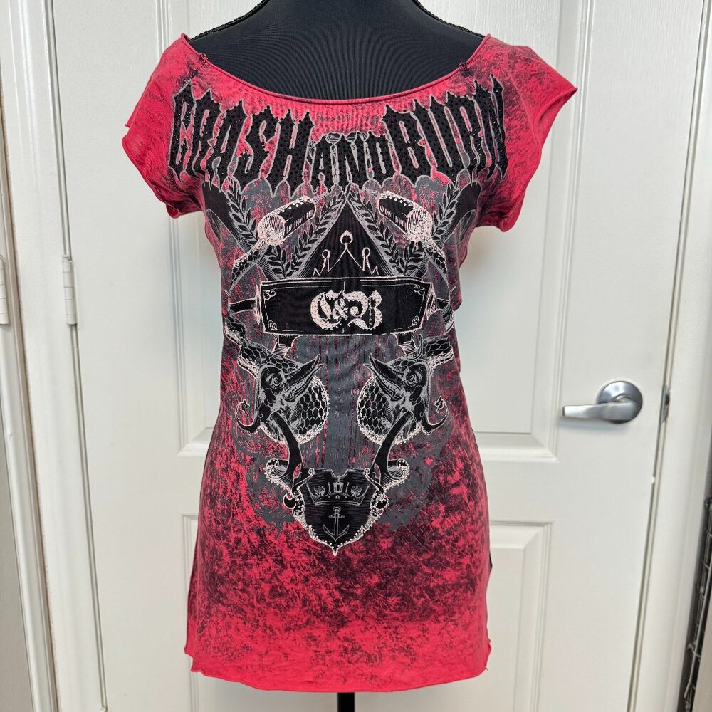 Crash and Burn Off-the-Shoulder Gemmed Top – Size Small